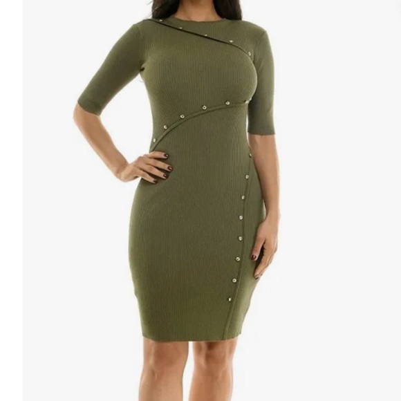 Nina Leonard green Button Detail Sweater Dress size M - Picture 2 of 5